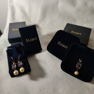 STAUER Amado  Antique Amethyst Pearl Drop Earrings and Pendant